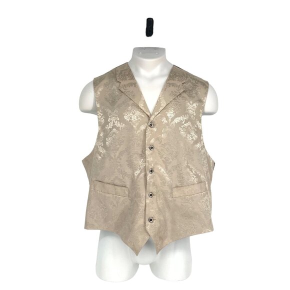 Frontier Classics Mens XL Ivory Vest Paisley Button Collar Adjustable Back - Picture 12 of 12